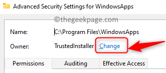 Advanced Security Settings Click Change Min