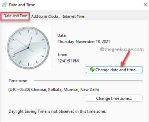 Date and Time Date and Time tab Change date and time min 1