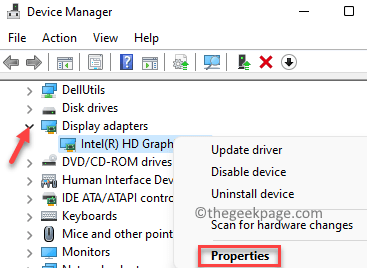 Device Manager Display Adapters Graphics Driver Right Click Properties Min