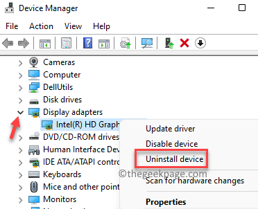Device Manager Display Adapters Graphics Driver Right Click Uninstall Device Min