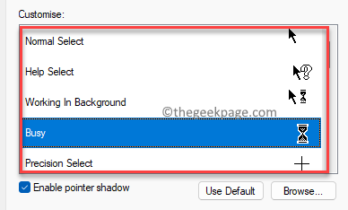 Mouse Properties Pointers Customise Select A Custom Cursor