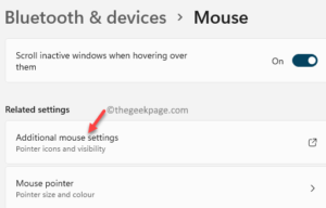 Mouse Related settings Additional mouse settings