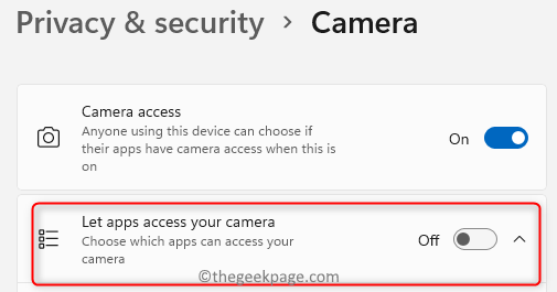 Камера конфиденциальности Отключить разрешение на доступ к приложениям, мин.