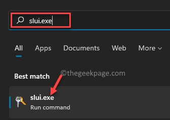 Start Windows Search Slui.exe Best Match Result Run Command