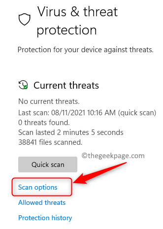 Virus Threat Protection Scan Options Min