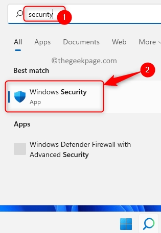 Мин. Поиск в системе безопасности Windows