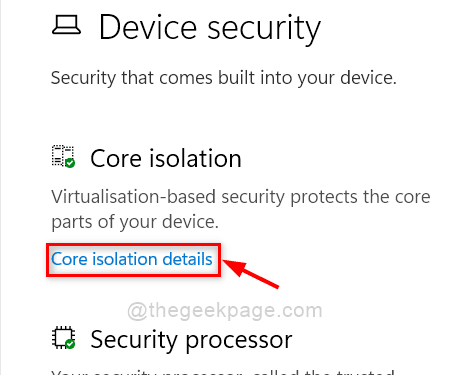 Core Isolation Details Windows Security