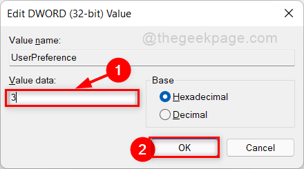 Enter Value 3 In Userpreference