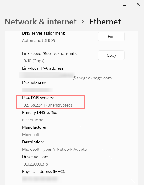 Ethernet Settings Min