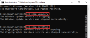 Net Stop Windows Update Wuauserv Min