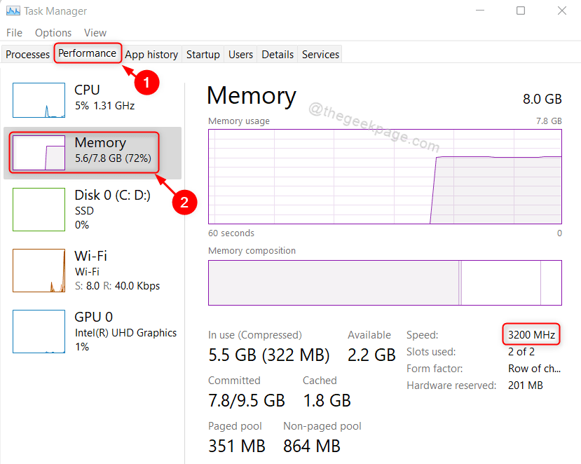 Performance Memory Task Manager New