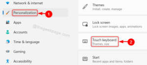 Personalization Touch Keyboard