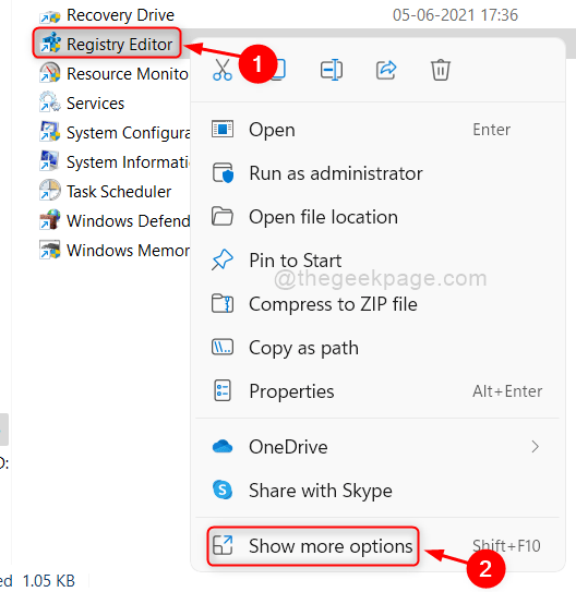 Registry Editor Show More Options