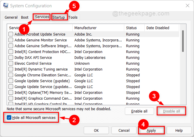 Services Tab Disable All