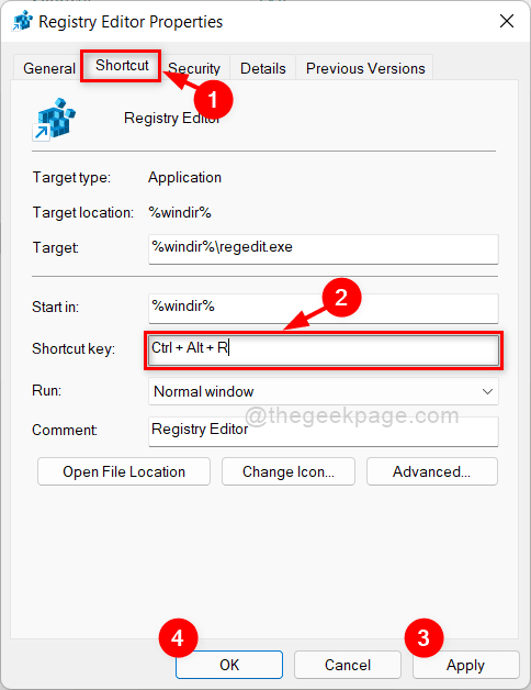 Shortcut Key Registry Editor