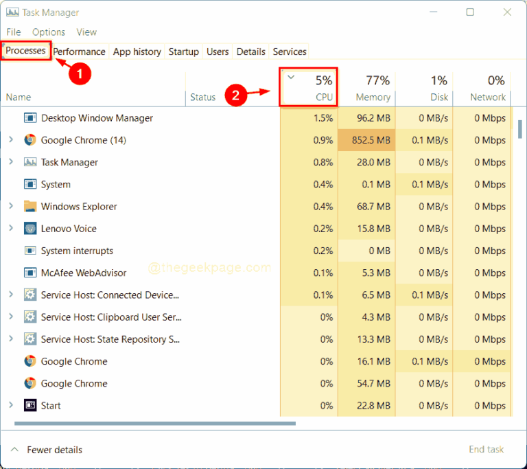 How to Check which Process is Consuming More CPU in Windows 11