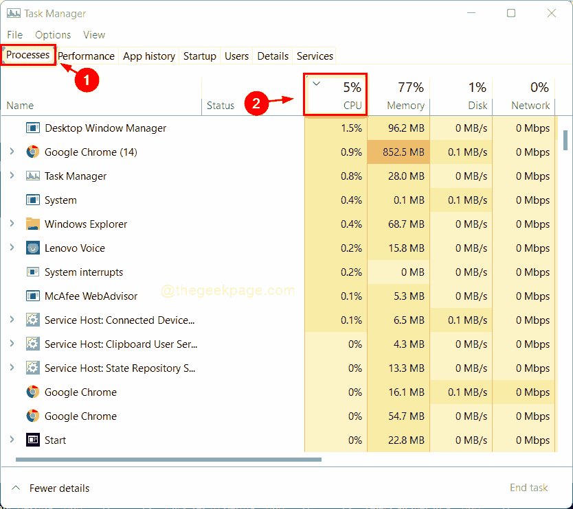 Task Manager Processes Tab Cpu Descending 11zon
