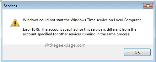 errore 1079 programma software Windows vista
