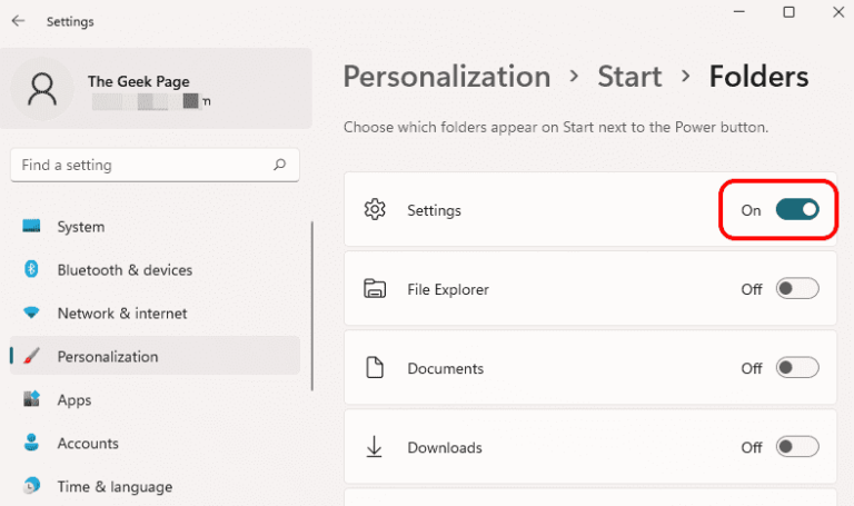 windows 11 add settings icon to start menu
