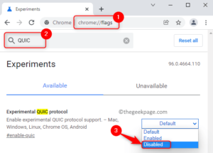 Chrome Flags Disable Quic Protocol Min