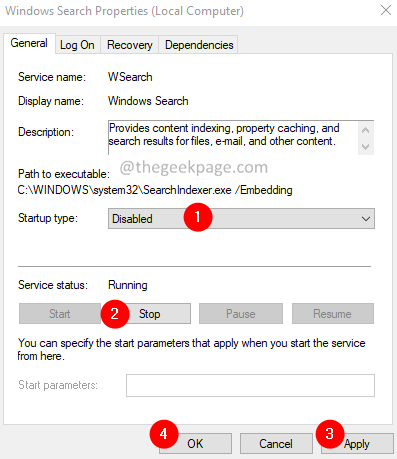 Disable The Windows Searh Service