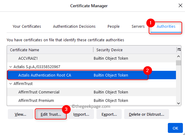 Firefox Certificate Manager Edit Trust For Concerned Certificate Min