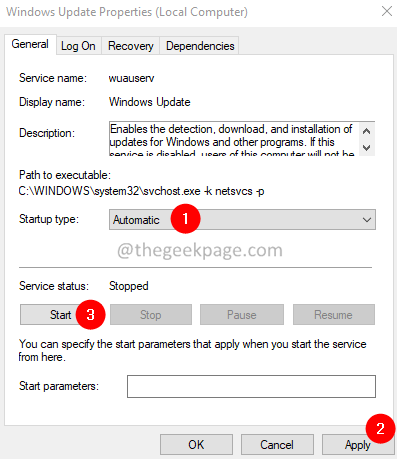 Start Windows Update Service