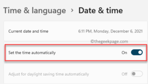 Time & Language Date & Time Set Time Automatically Turn On