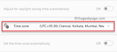 Time & Language Date & Time Time Zone Select From Drop Down