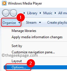 Windows Media Player Organize Options Min