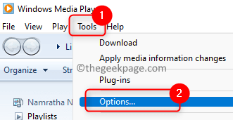 Windows Media Player Tools Options Min
