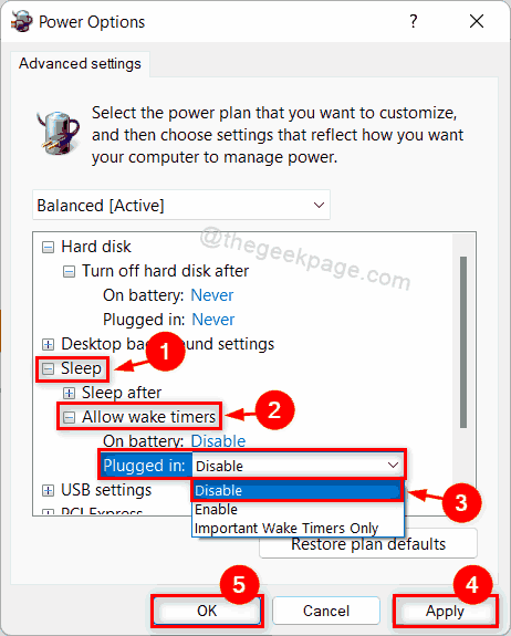 Allow Wake Timers Disable 11zon