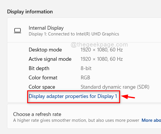 Display Adapter Properties 11zon