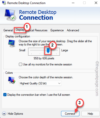 change resolution for remote desktop