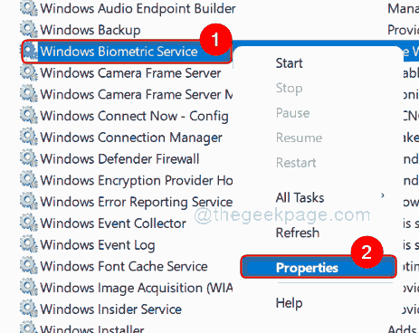 Properties Windows Biometric Service 11zon