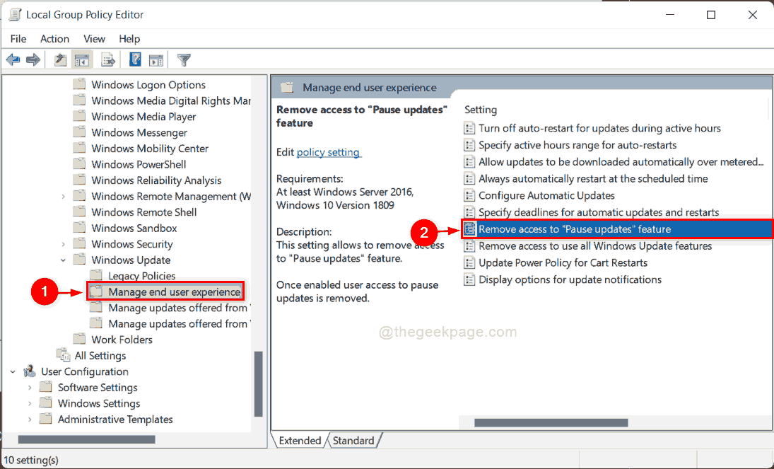 Update option. Local Group Policy Editor Windows 11.