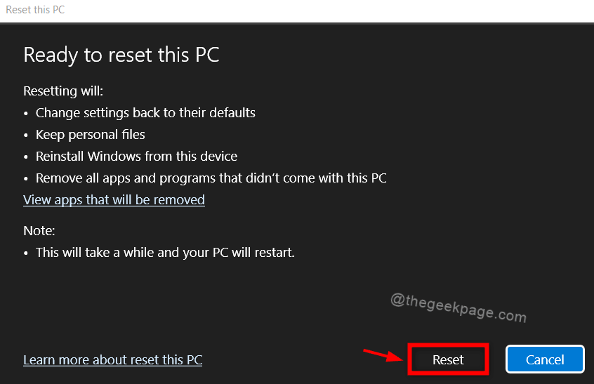 Reset Button To Completely Reset Windows 11zon