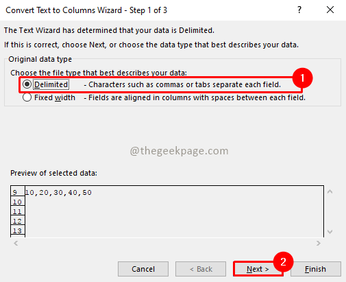 excel text import wizard split into rows