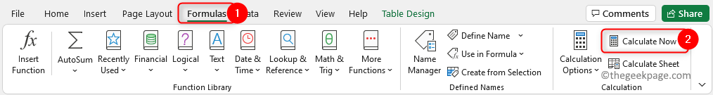 Excel Formulas Calculate Now Min