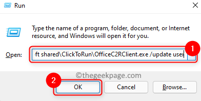 Run Microsoft Office Update User Command Min