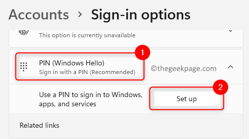 Sign In Options Pin Setup Min