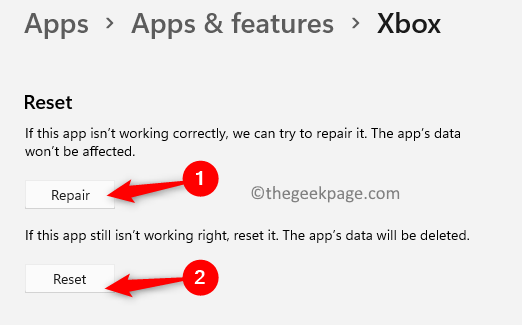 Apps Features Xbox Repair Reset Min