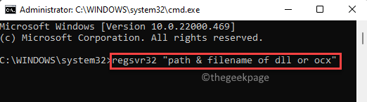 Command Prompt (admin) Run Command To Register A Single Dll Or Ocx File Enter