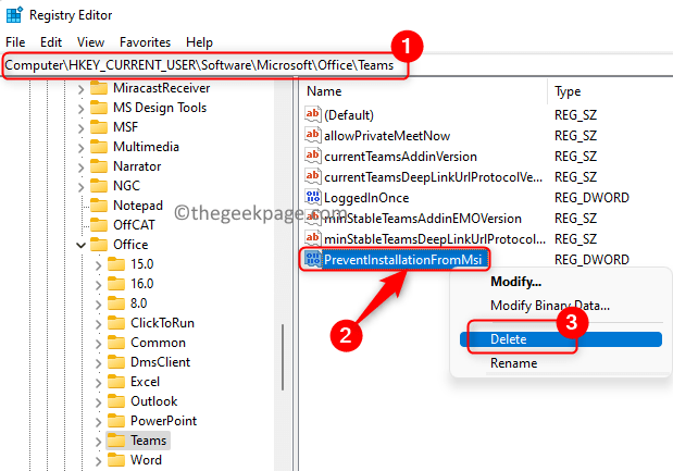 Delete Key Related To Teams Installastion In Registry Min