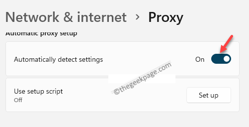 Network & Internet Proxy Automatic Proxy Setup Automatically Detect Settings Enable