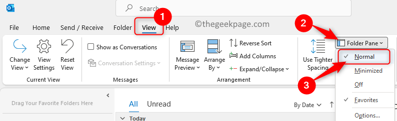 Outlook View Folder Pane Normal Min