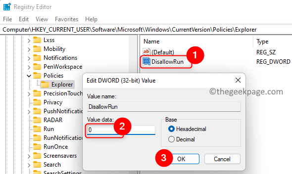 Registry User Software Microsoft Windows Policies Explorer Disallowrun Entry Min