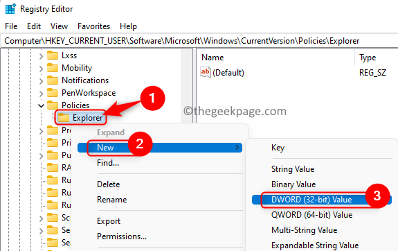 Registry User Software Microsoft Windows Policies Explorer Create New Entry Min