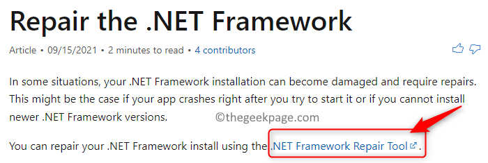Repair .net Framework Tool Min