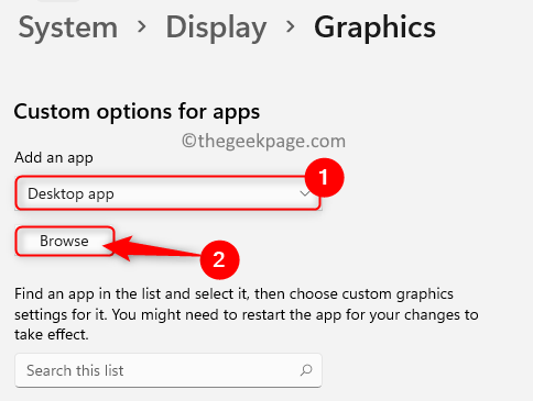 System Display Graphics Settings Browse To Add Desktop App Min